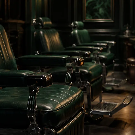 The row of chairs down the shop floor