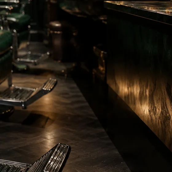 The lit counter front and floor